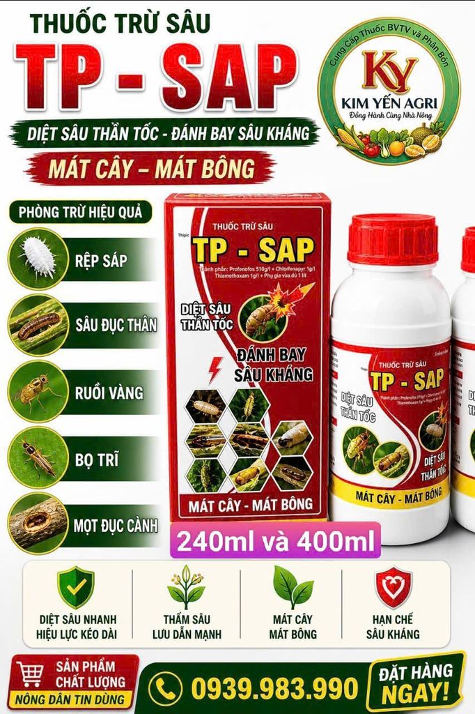 TP SAP, Bakari 512EC 400ml: trừ rệp sáp, rầy nhảy, sâu ăn bông sầu riêng, mọt đục cành, sùng hà khoai lang, sâu đục thân, sâu cuốn lá lúa, bọ trĩ, bọ xít, rầy phấn trắng, sâu phao đục bẹ, sâu keo, sâu đàn