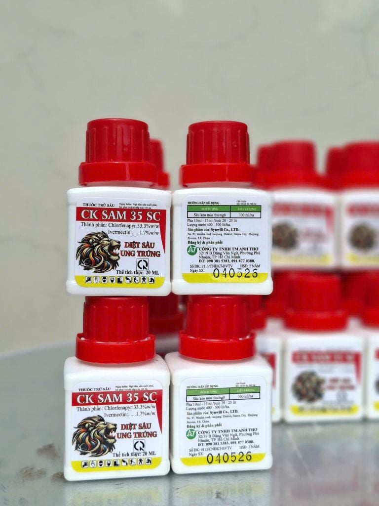 (Chai 20ml) Thuốc Trừ Sâu CK SAM 35SC - Diệt Sâu, Ung Trứng: trừ sâu keo mùa thu, bọ nhảy, sâu tơ, sâu cuốn lá, sâu xanh da láng
