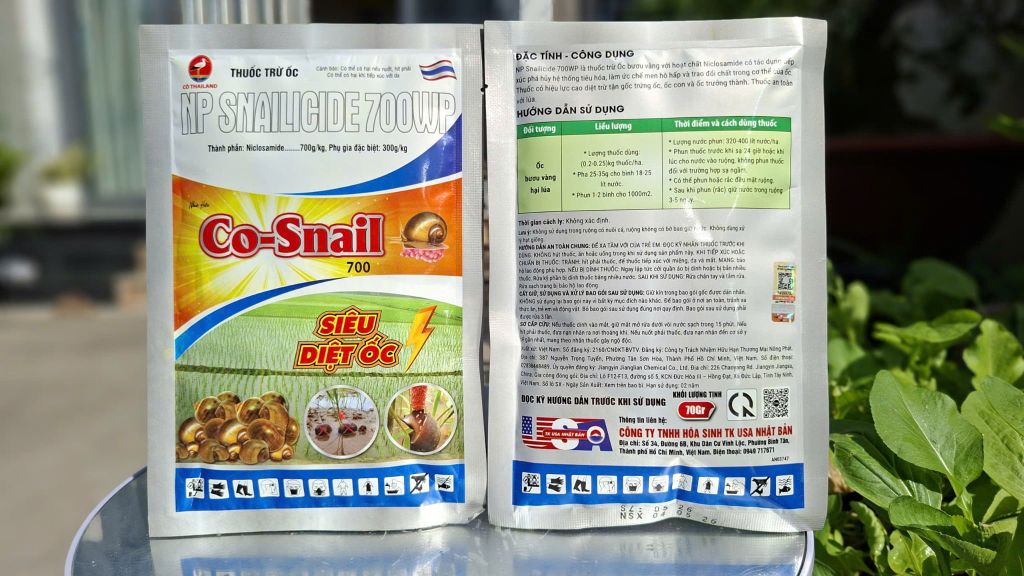 (Gói 70gam) Thuốc trừ ốc bưu vàng, ốc sên, ốc ma, ốc hương trên ruộng lúa - hiệu CO-SNAIL, NP Snailicide 700WP: diệt ốc sên, diệt cả ốc nhỏ và ốc lớn