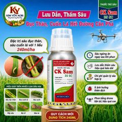 (Chai 240ml) Thuốc Trừ Sâu CK SAM 35SC [Chuyên Lúa] đặc trị Sâu đục thân, Sâu cuốn lá: Sự kết hợp độc đáo của 2 hoạt chất Chlorfenapyr & Ivermectin: lưu dẫn, thấm sâu, sâu ngừng ăn ngay sau phun.