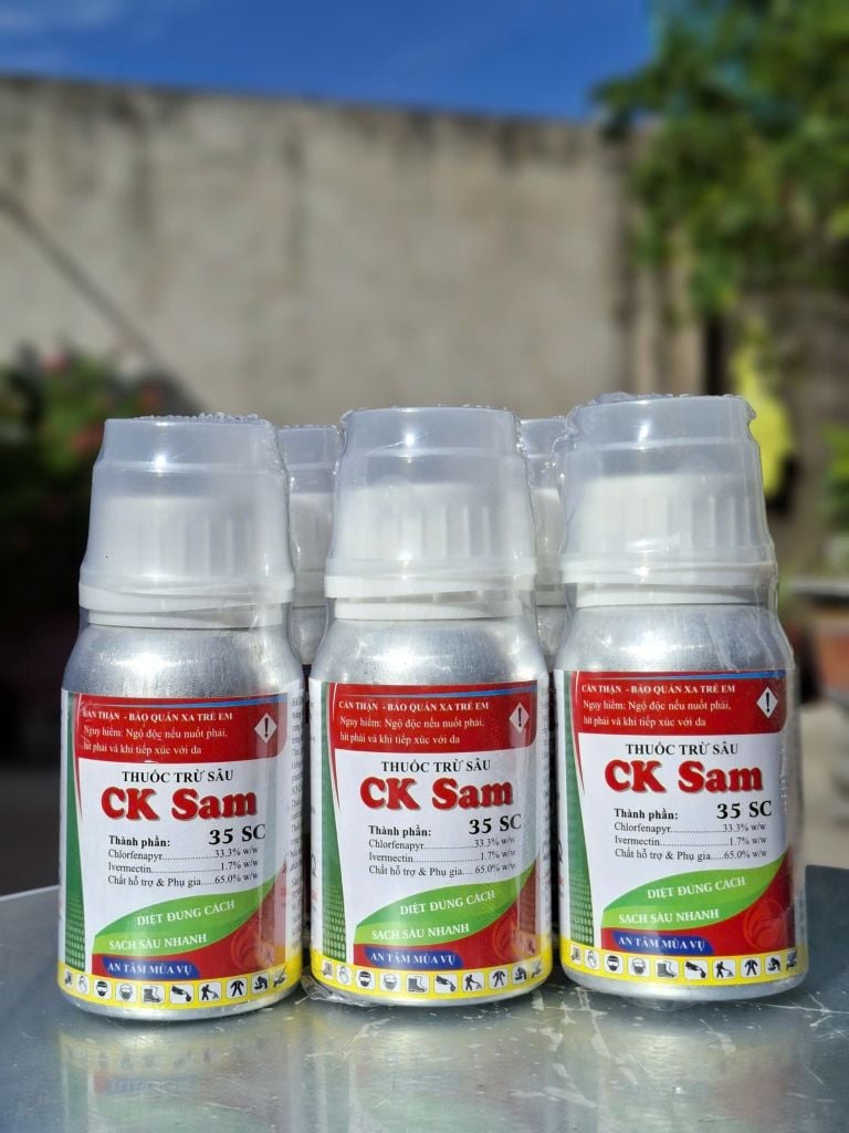 (Chai 100ml) Thuốc Trừ Sâu CK SAM 35SC [Chuyên Lúa] đặc trị Sâu đục thân, Sâu cuốn lá: Sự kết hợp độc đáo của 2 hoạt chất Chlorfenapyr & Ivermectin: lưu dẫn, thấm sâu, sâu ngừng ăn ngay sau phun.