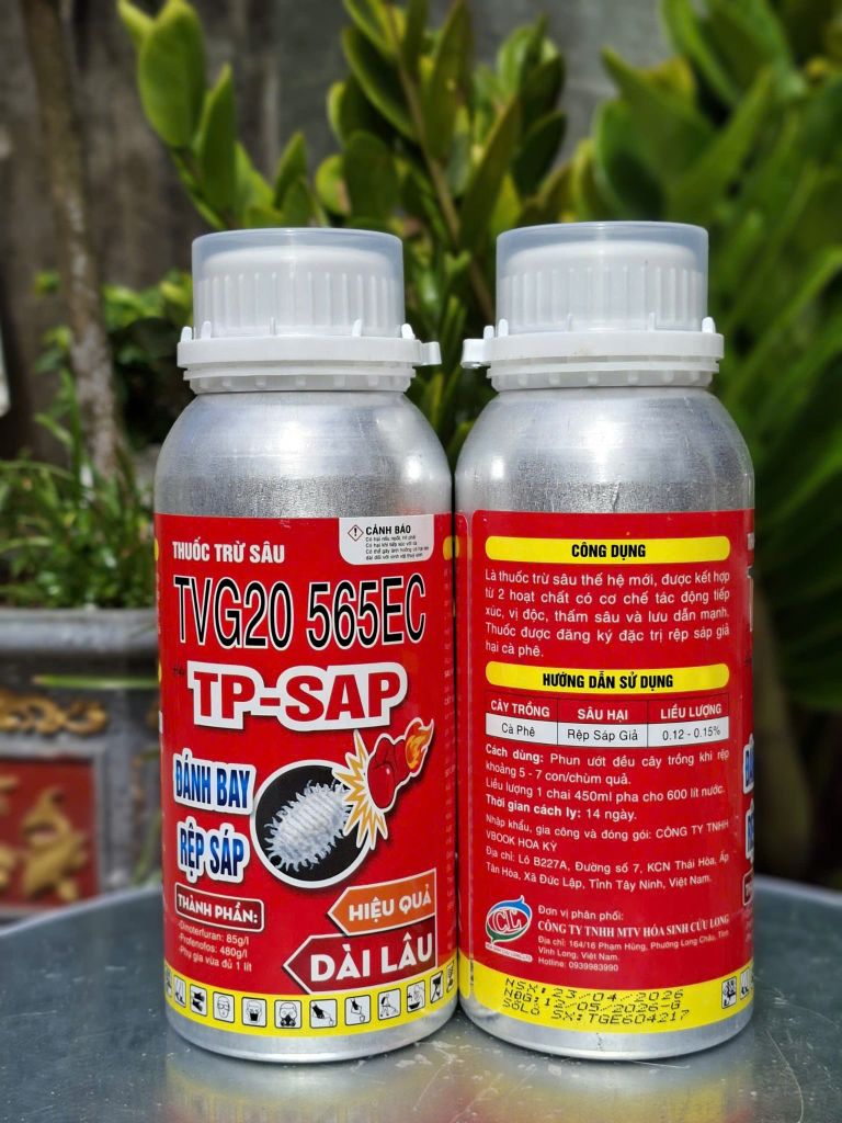 TVG 20 565EC: Trừ rệp sáp, sâu tơ, sâu vẽ bùa, nhện đỏ, sâu lông, sùng hà khoai lang, bọ hà khoai lang