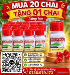 (Chai 20ml) Thuốc Trừ Sâu CK SAM 35SC - Diệt Sâu, Ung Trứng: trừ sâu keo mùa thu, bọ nhảy, sâu tơ, sâu cuốn lá, sâu xanh da láng