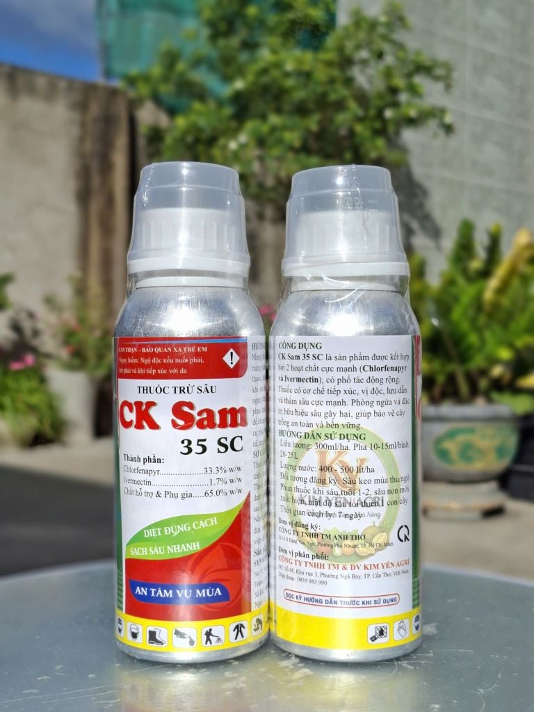 (Chai 240ml) Thuốc Trừ Sâu CK SAM 35SC [Chuyên Lúa] đặc trị Sâu đục thân, Sâu cuốn lá: Sự kết hợp độc đáo của 2 hoạt chất Chlorfenapyr & Ivermectin: lưu dẫn, thấm sâu, sâu ngừng ăn ngay sau phun.