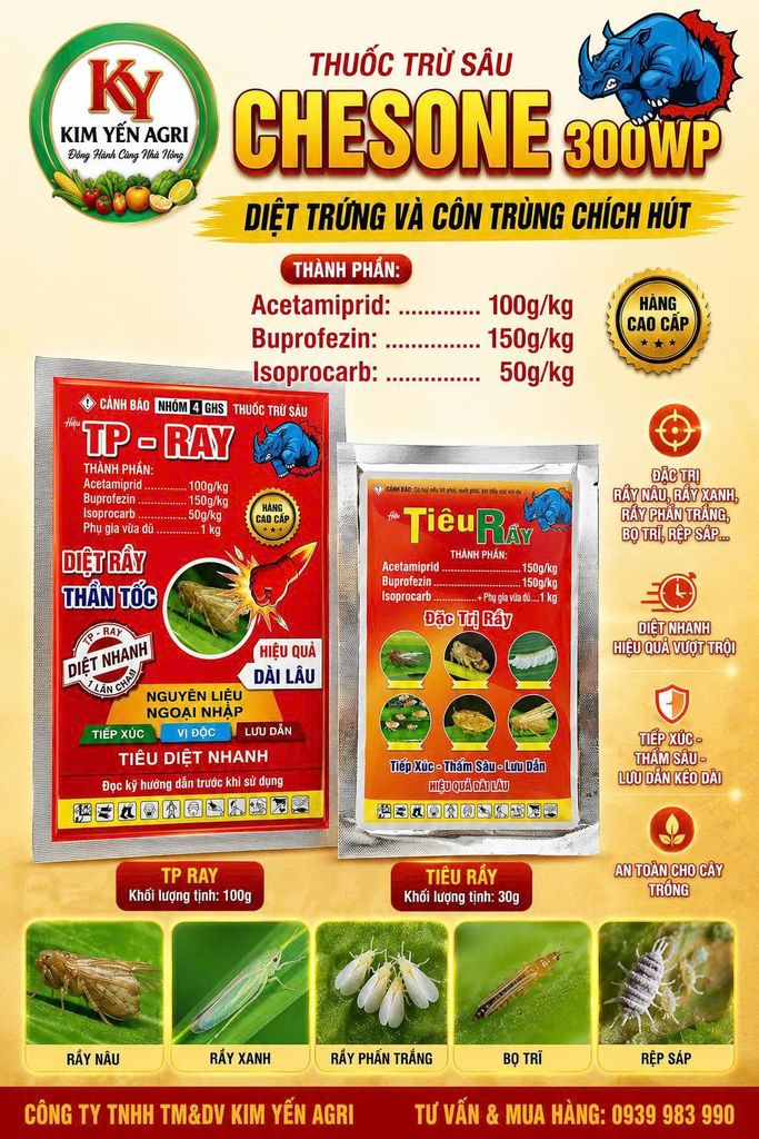 Các sản phẩm phòng trị Côn Trùng Chích Hút: Rầy Xanh, Rầy Phấn, Rầy Nhảy, Bọ Trĩ, Rầy Mềm, Rệp Sáp, Rầy Nâu