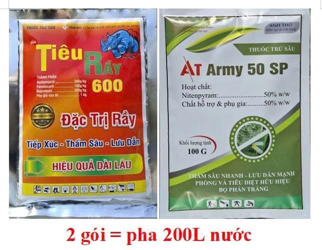 (Cây Đào) Combo thuốc trừ bọ trĩ, rệp sáp và rầy xanh trên cây đào, không nóng, mát bông, mát cây