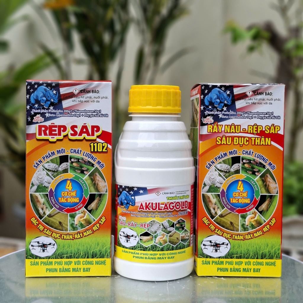 (450ml) Akulagold 260EW hiệu Rệp Sáp 1102:  trừ rệp sáp, ruồi vàng, bọ xít, rệp muội, sâu đục thân, muỗi hành,  rầy phấn trắng lúa, bọ trĩ gây hại lúa