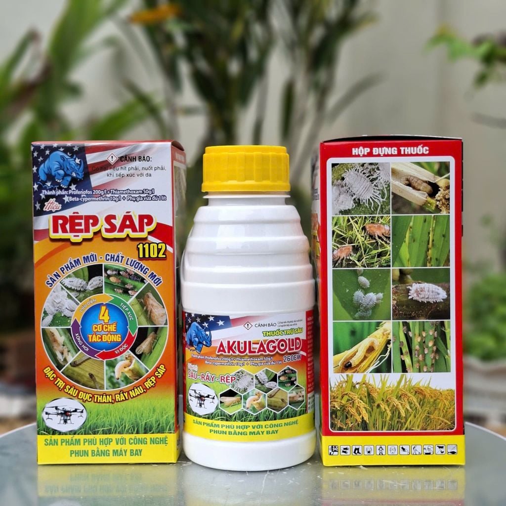(450ml) Akulagold 260EW hiệu Rệp Sáp 1102:  trừ rệp sáp, ruồi vàng, bọ xít, rệp muội, sâu đục thân, muỗi hành,  rầy phấn trắng lúa, bọ trĩ gây hại lúa