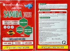 (Gói 100g) Thuốc trừ sâu SAMIDA 70WG: Dạng cốm, mát cây, tan tốt, không bám trái sau phun. Đặc trị rệp sáp, rầy xanh, rầy phấn, bọ trĩ, rầy mềm