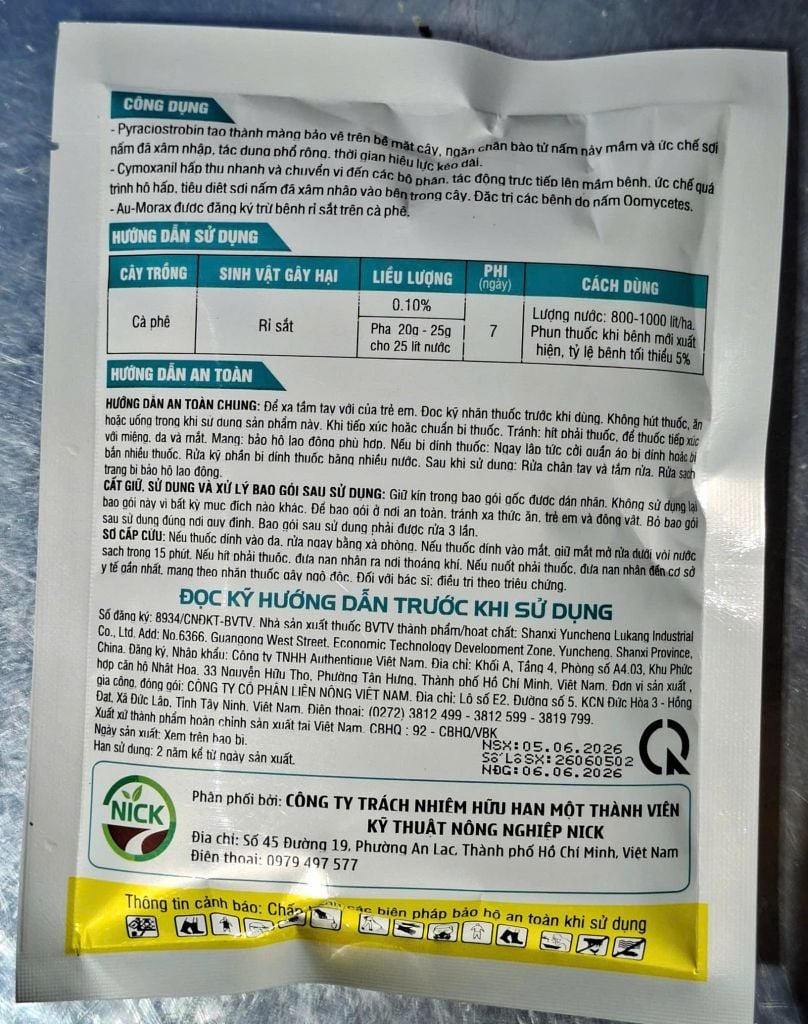 (Gói 100g) Thuốc trừ bệnh AU-MORAX 60WG, thuốc trừ bệnh thế hệ mới Dạng Cốm - Tan Cực Nhanh: rửa bông, rửa trái sau mưa,;khô ngay vết bệnh chỉ một lần phun