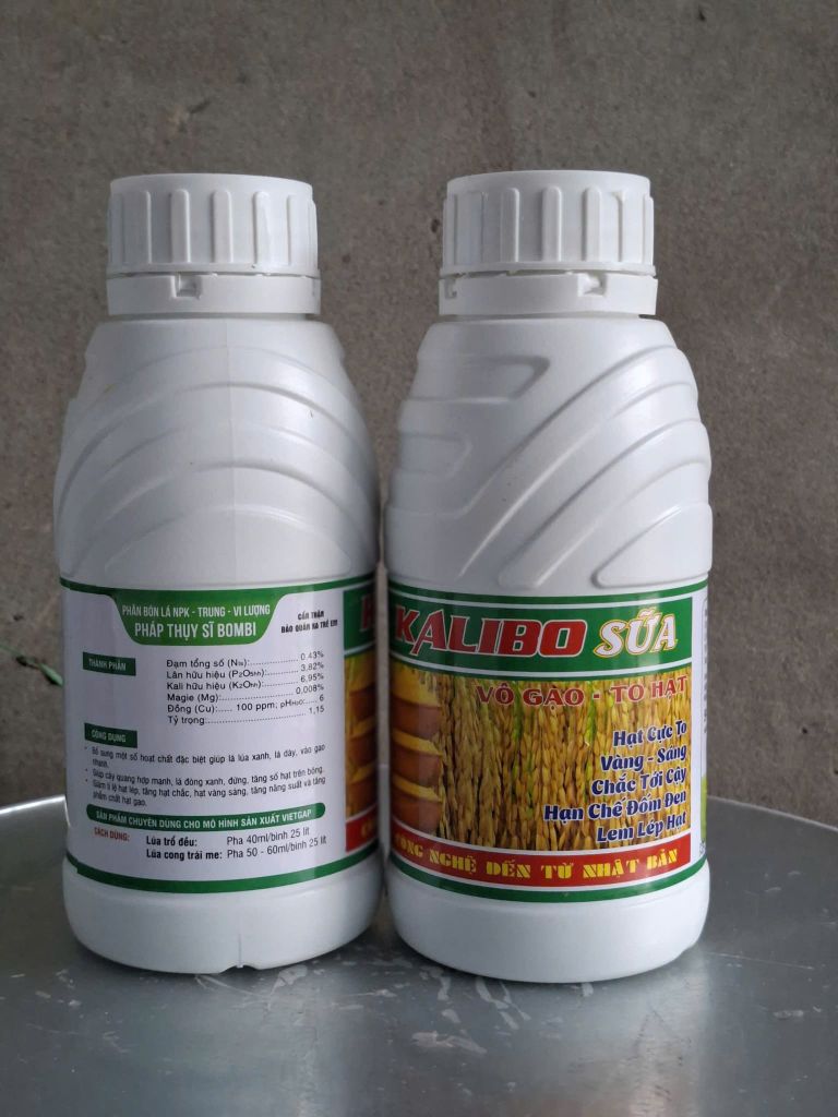 (500ml) Phân bón lá NPK - Trung - Vi lượng: KALIBO SỮA -Vô gạo - to hạt: hạt cực to, vàng-sáng, chắc tới cậy, hạn chế đốm đen, lem lép hạt. Công nghệ đến từ Nhật Bản