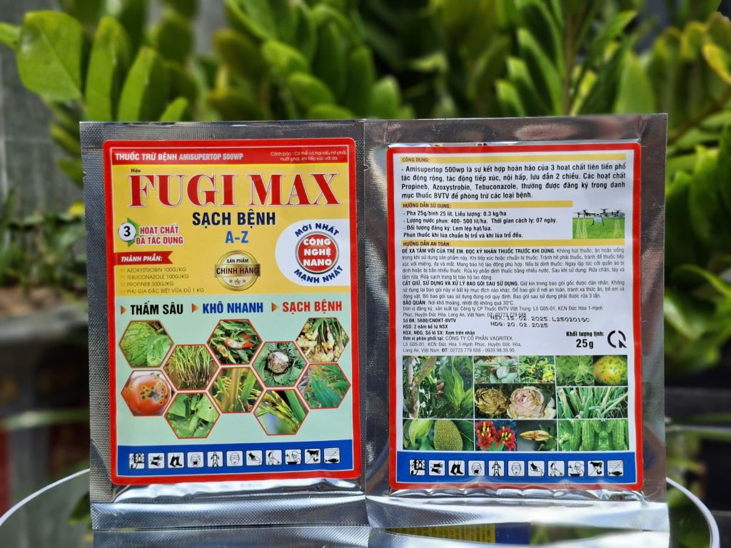 Combo phòng trừ bệnh thối trái mít, thối cuống mít, thối mầu mít - Fugi max 25g và Sạch bệnh 1102 50g