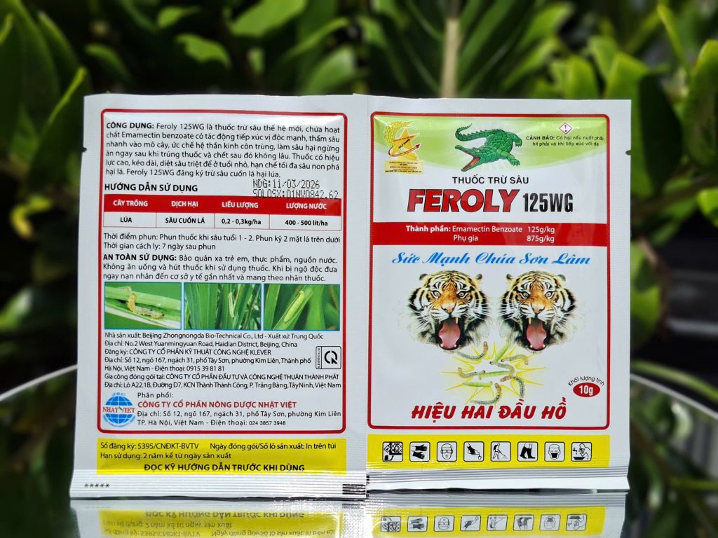 (Gói 10g) Thuốc trừ sâu FEROLY 125WG hiệu HAI ĐẦU HỔ trừ sâu cuốn lá trên lúa và các loại cây trồng