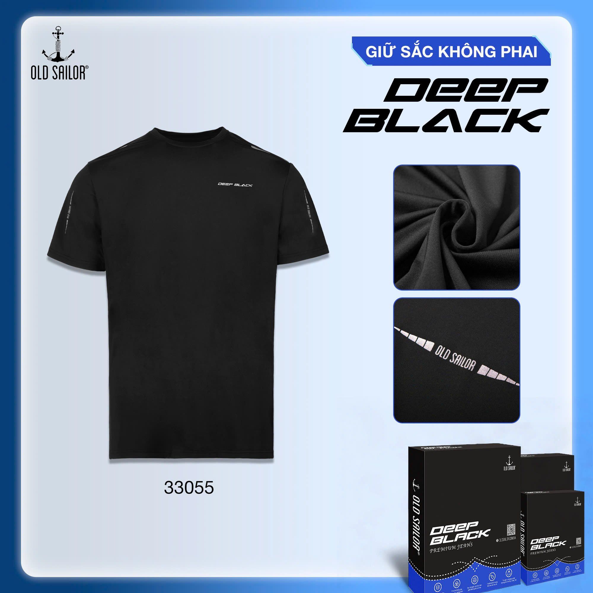  Áo Thun Old Sailor Sporty Deep Black Tee - 33055 - Big Size Upto 140kg 