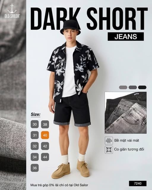  Quần Short Jeans Nam Osl Dark Short - 7240 - Bigsize upto 44 