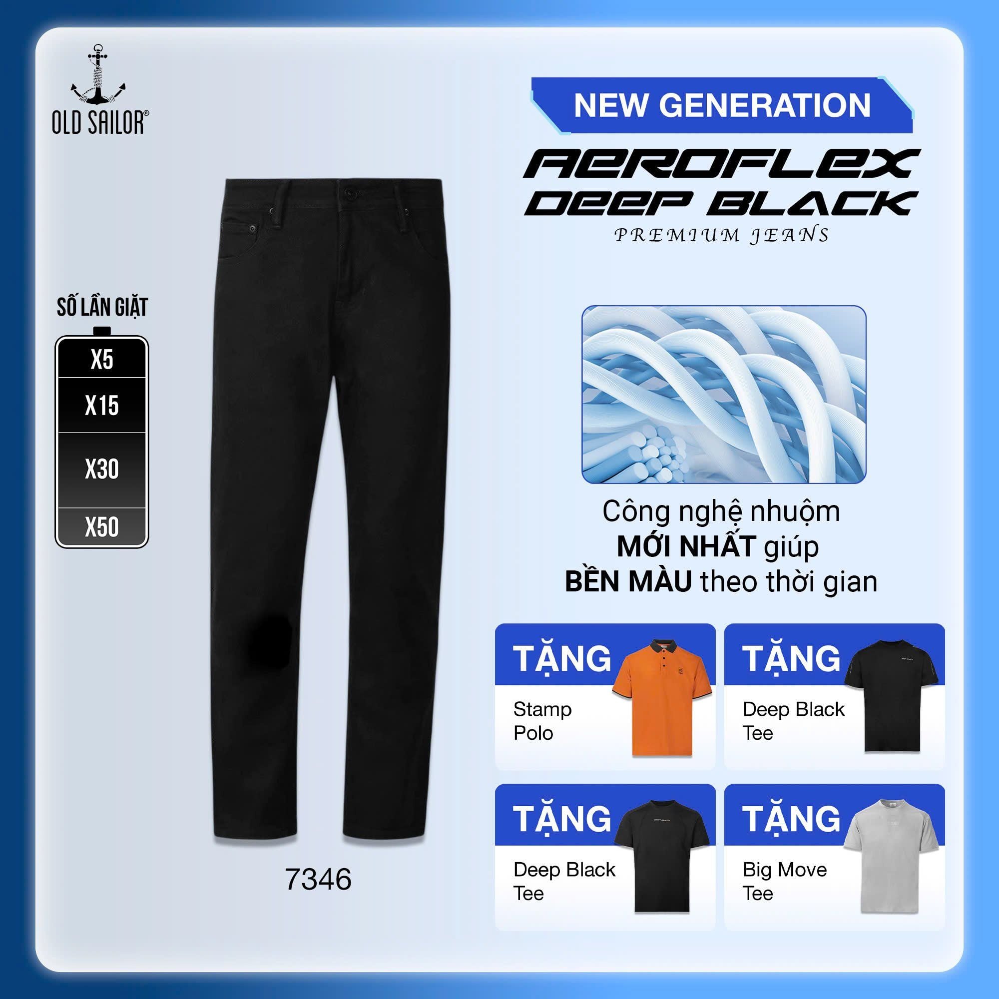  Quần Jeans Osl Aeroflex Deep-Black Carrot Jeans - 7346 - Bigsize Upto 140KG 