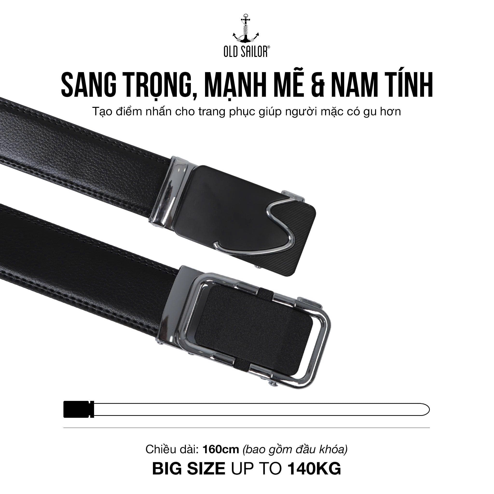  Thắt Lưng Nam Old Sailor – Khóa Tự Động, Da PU Carola, Big Size Đến 140kg - 21050 