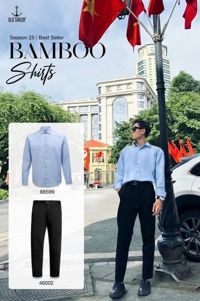  Áo Sơ Mi Nam Vải Sợi Tre Old Sailor - SMXB88599 - Big Size Upto 5XL - 2024 