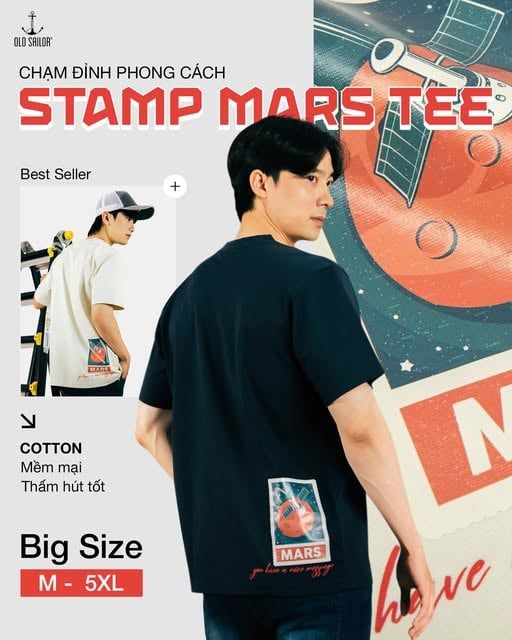  Áo Thun Nam Stamp  Old Sailor Tee - ATBE88657 - Big size upto 5XL 