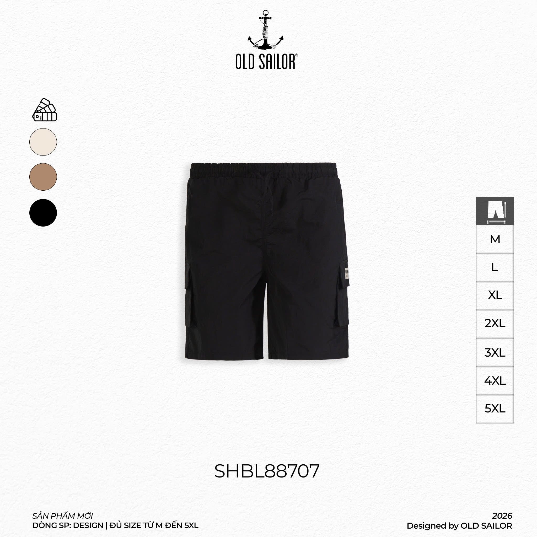  Quần Poly Rocky 88707 – Quần Short Nam Form Relax, Vải Dù Nhăn Nhanh Khô 