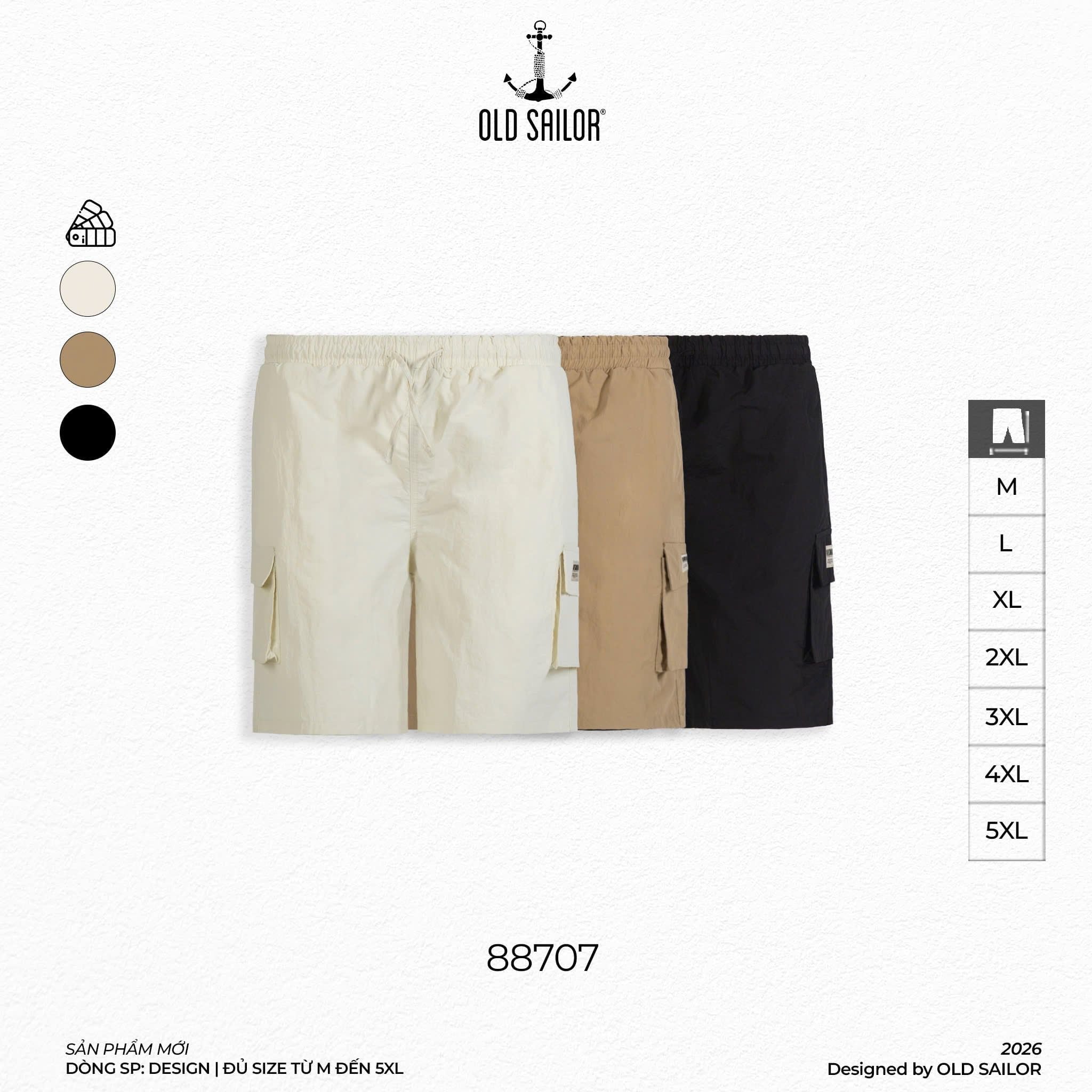  Quần Poly Rocky 88707 – Quần Short Nam Form Relax, Vải Dù Nhăn Nhanh Khô 