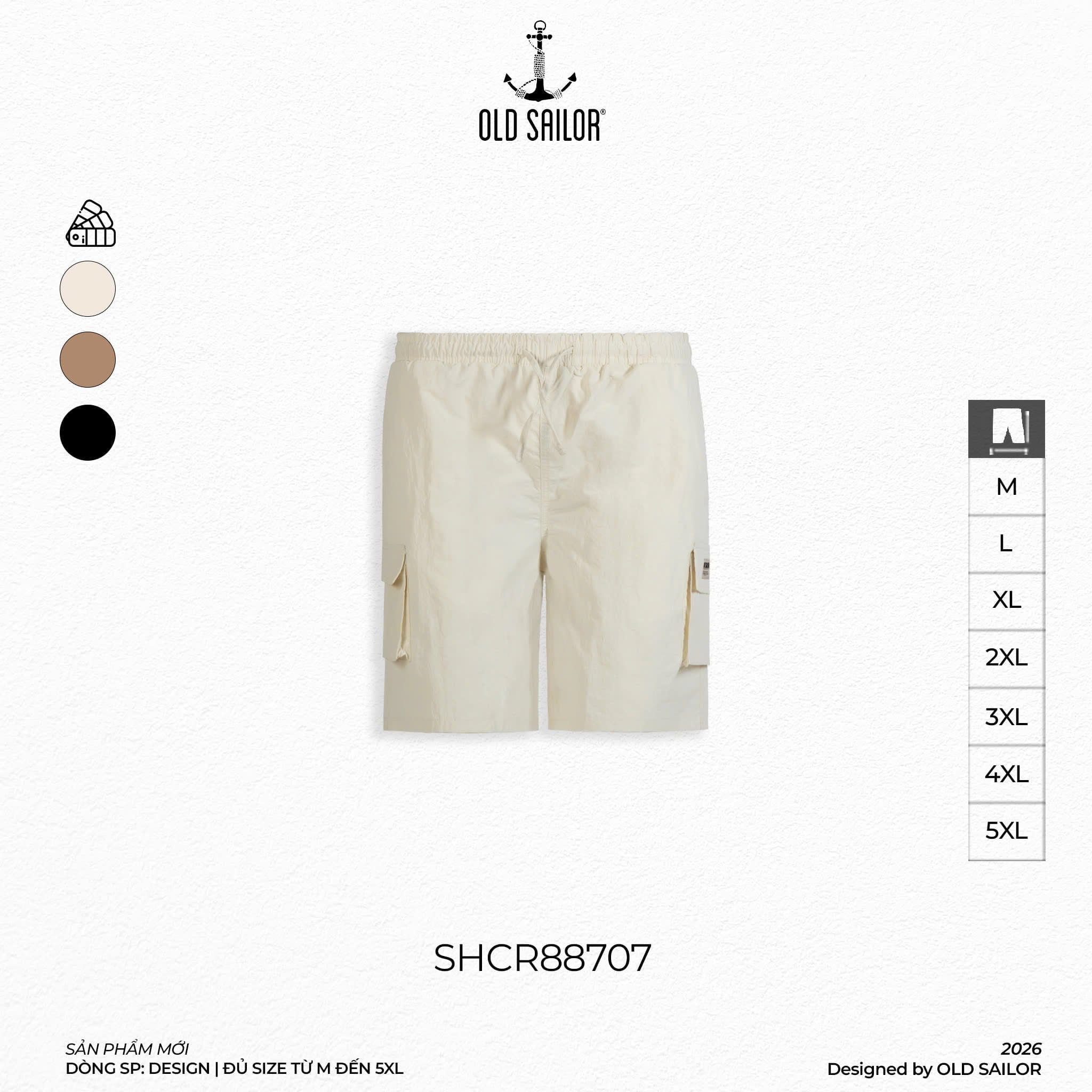  Quần Poly Rocky 88707 – Quần Short Nam Form Relax, Vải Dù Nhăn Nhanh Khô 