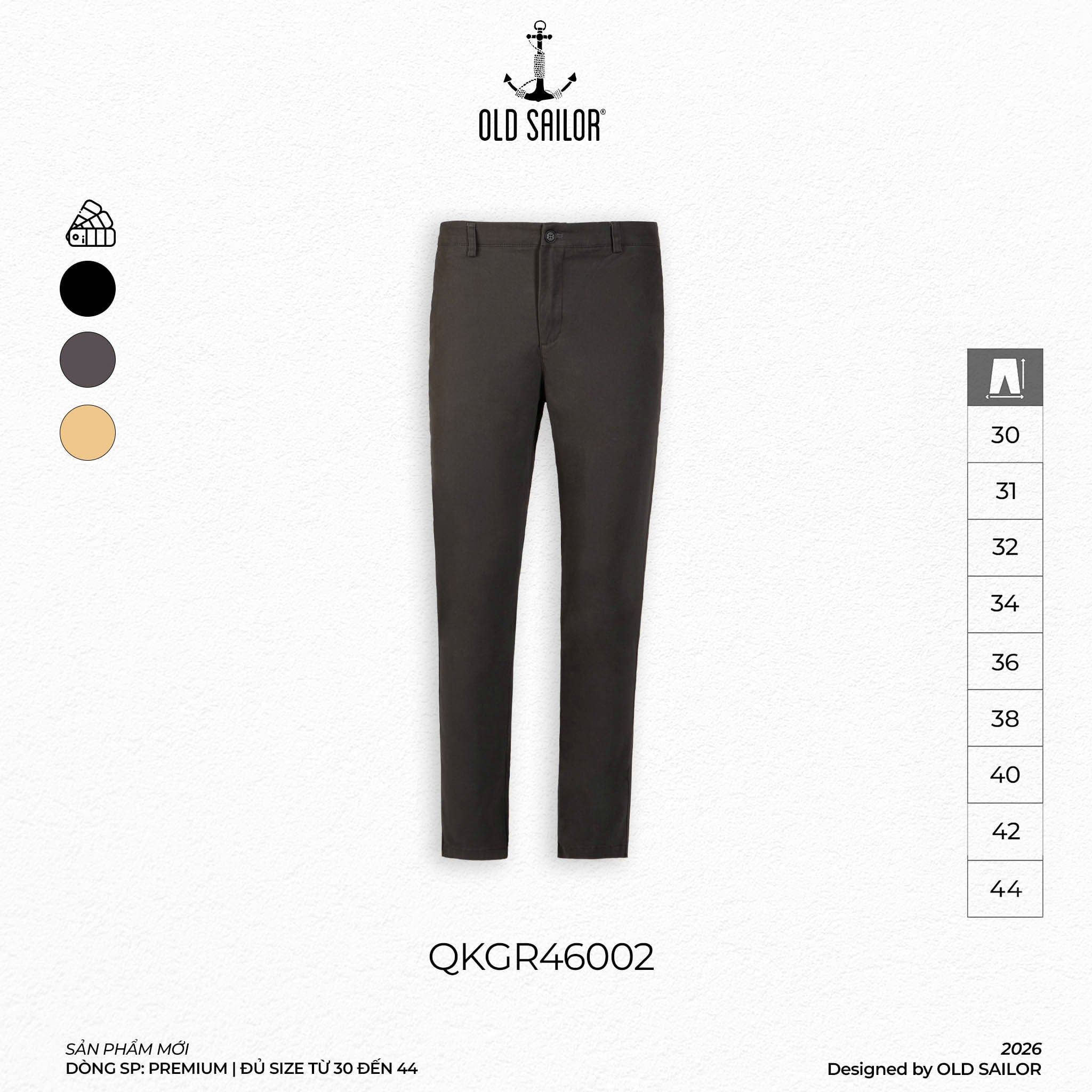  Quần Kaki Nam Elastic Premium Old Sailor - GREY - 46002 - Big Size Upto 44 