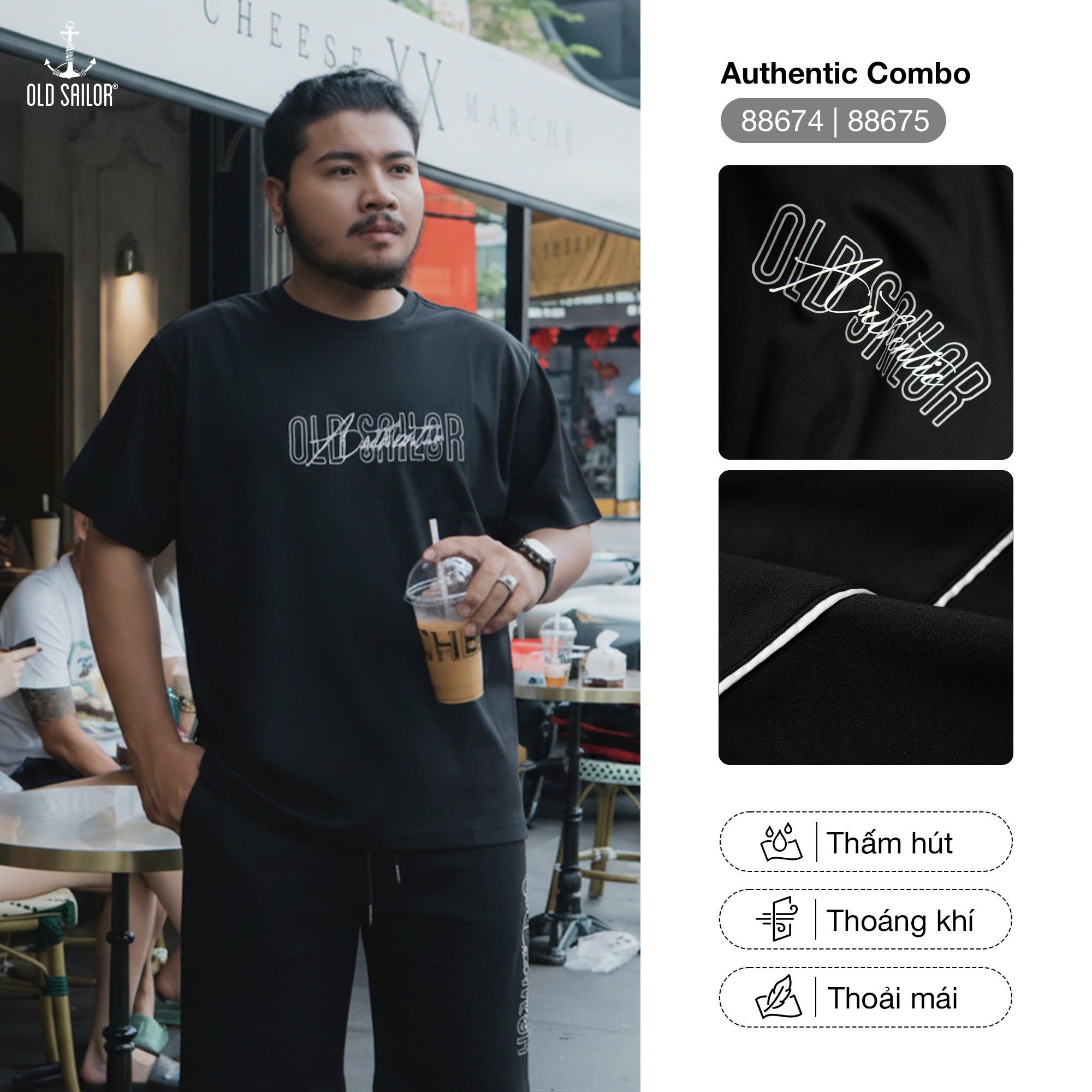  Áo Thun Nam Osl Authentic Tee - 88674 - Big Size Upto 140KG 