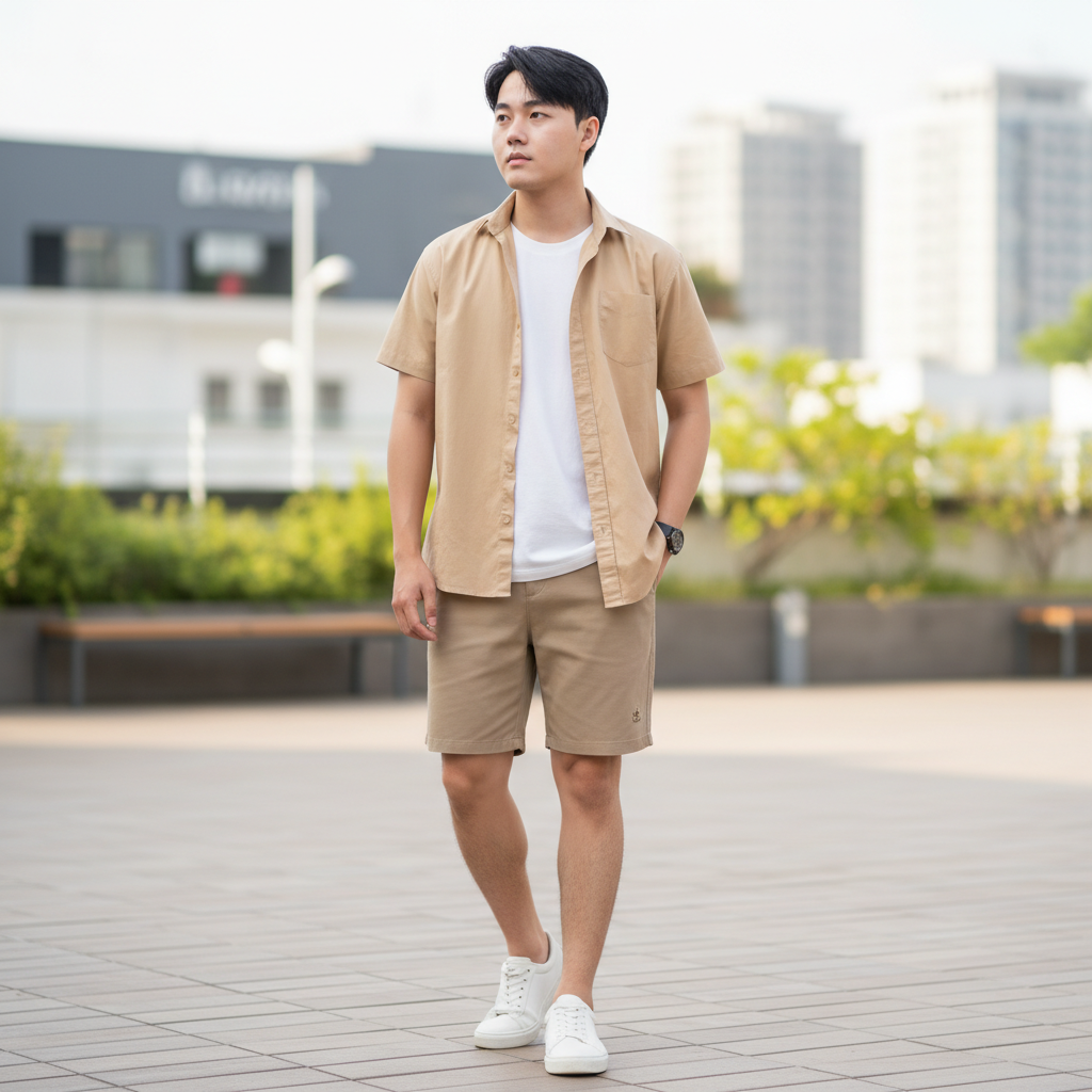  Áo sơ mi nam tay ngắn OldSailor - O.S.L KAKI SHIRT - SMBE88548 - beigie 