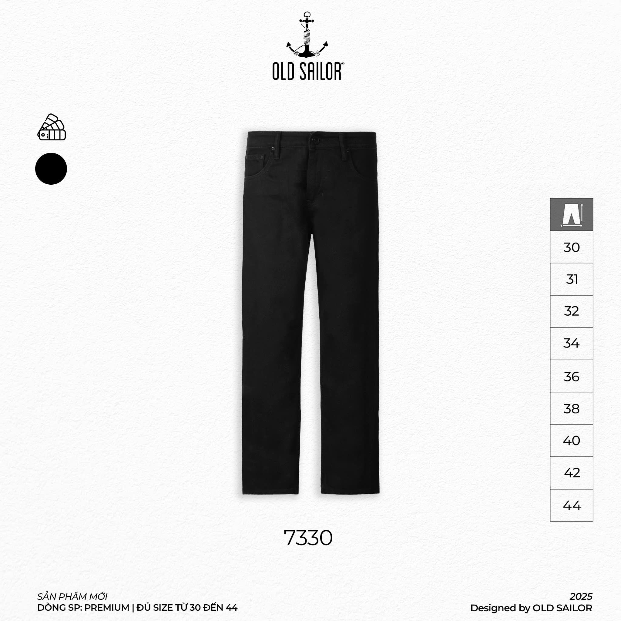  Quần Jeans - Iron Deep Black Premium Jeans - Form Straight - 7330 