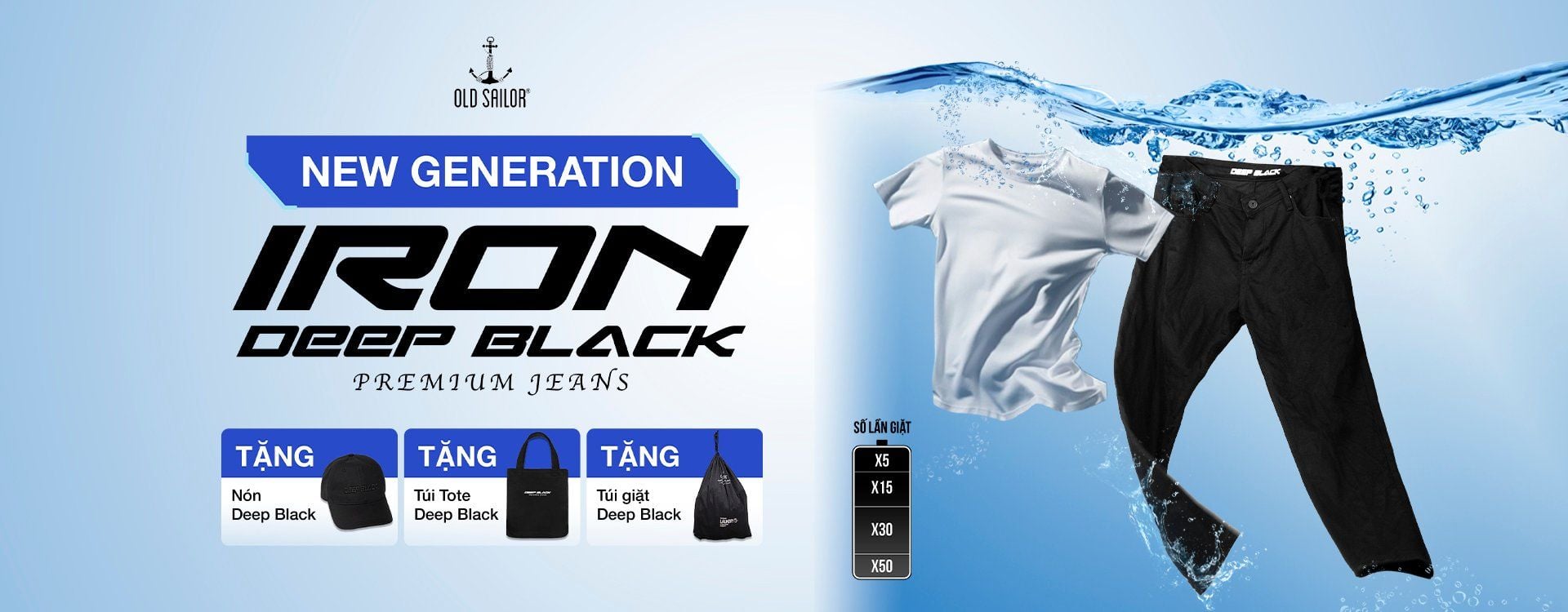  Combo Quà tặng 3 món gồm: Túi giặt Deep Black, Túi Tote Deep Black và nón Deep Black 