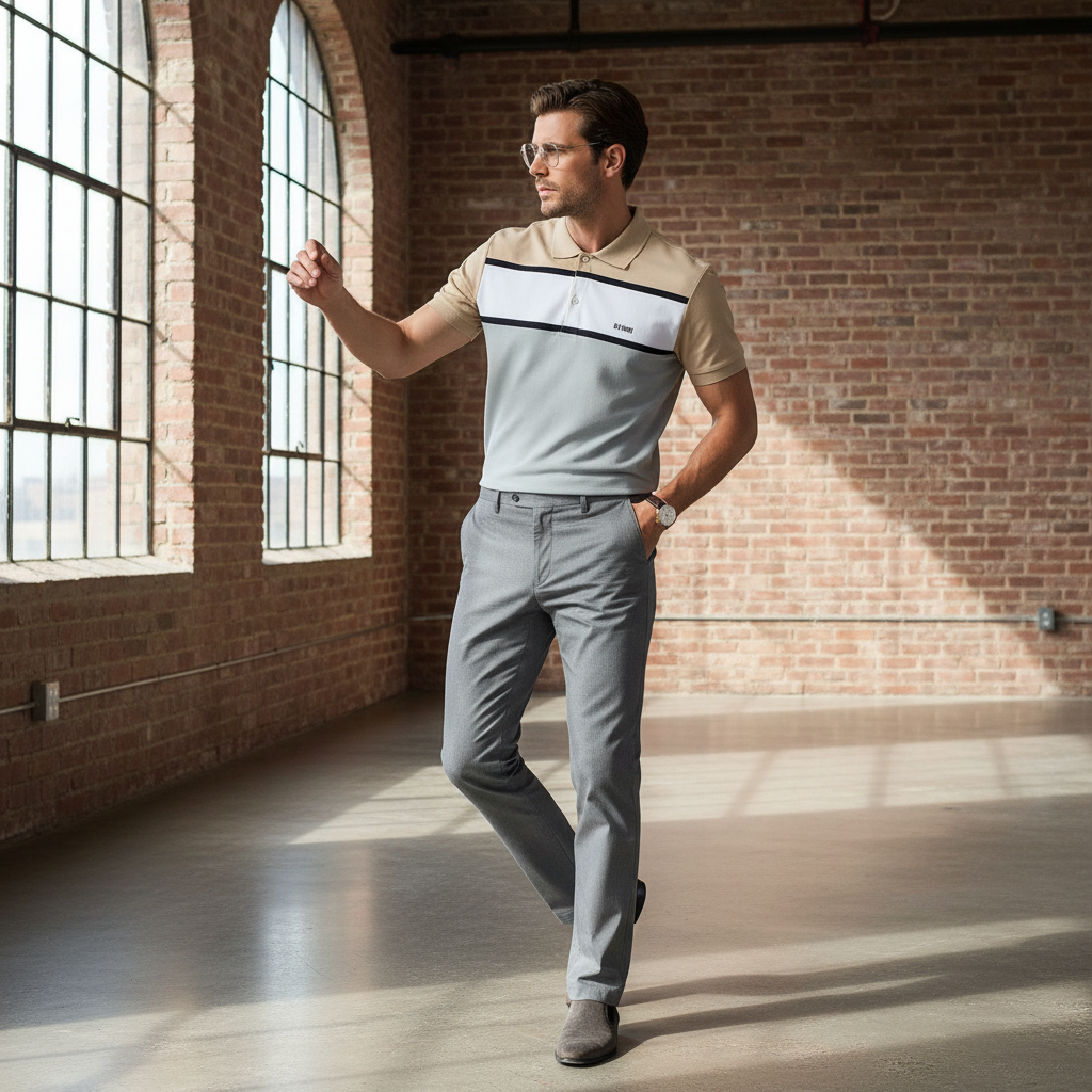  Áo polo nam phối màu Old Sailor - O.S.L COLOR BLOCK LINE POLO - SEAFOAM - 88540 - xanh vỏ đậu - Big size upto 5XL 