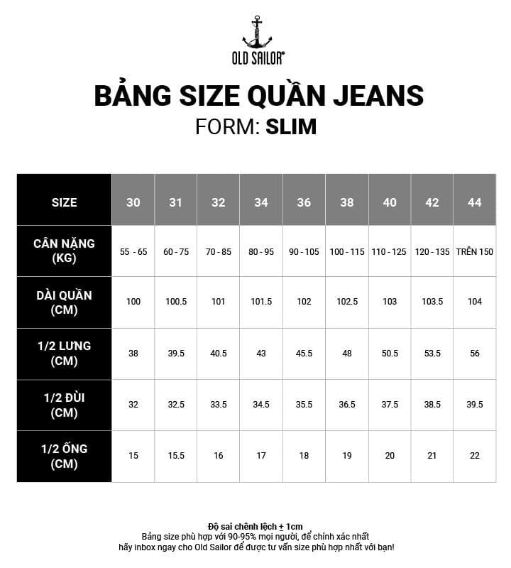  Quần Jean Nam Form Skinny 95cm Old Sailor - 6986 - Big size upto 44 