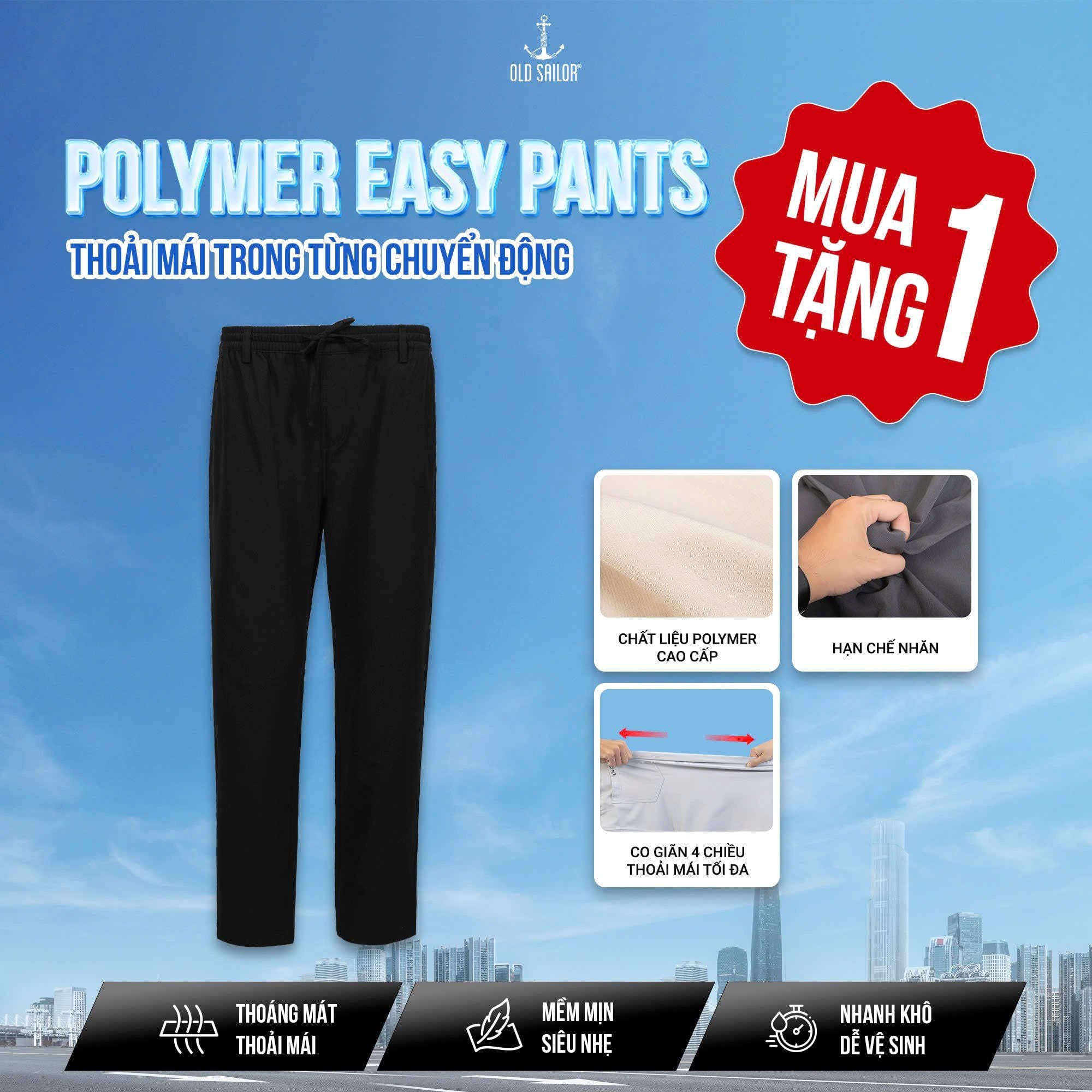  Quần Polymer Easy Pants Old Sailor - JGBL 46003 - Big Size Upto 5XL - 46003 