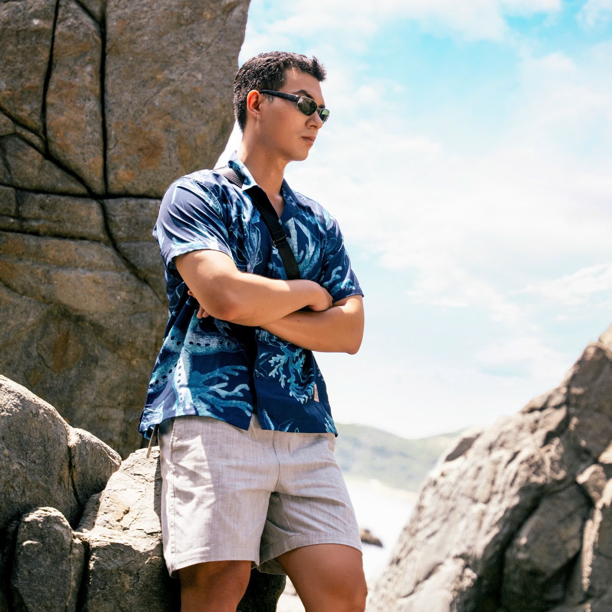  Áo Sơ Mi Hoạ Tiết Sao Biển Old Sailor - SMSB88591 - Big Size upto 5XL 