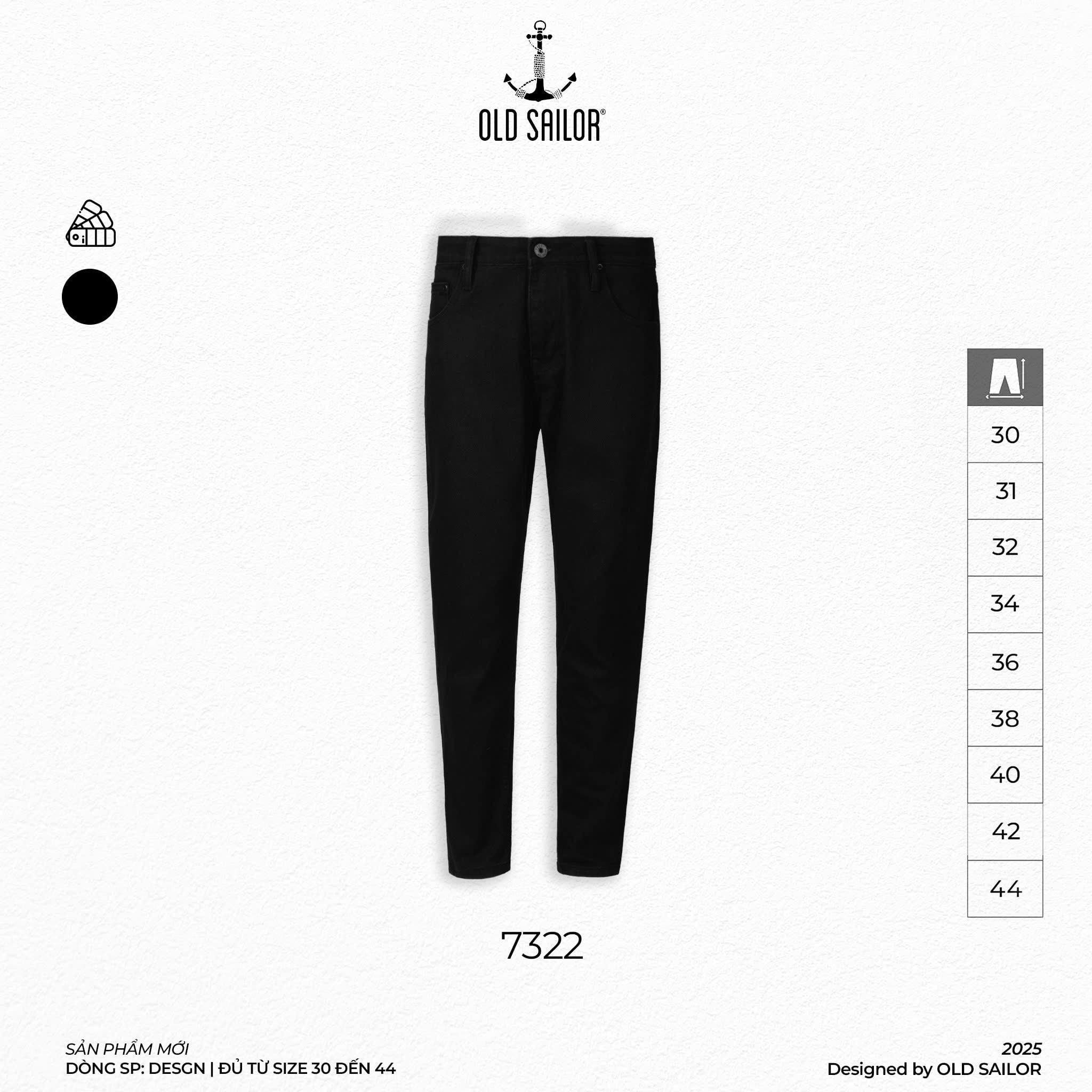  Quần Iron Deep Black Premium Jeans - Form Carrot - 7322 