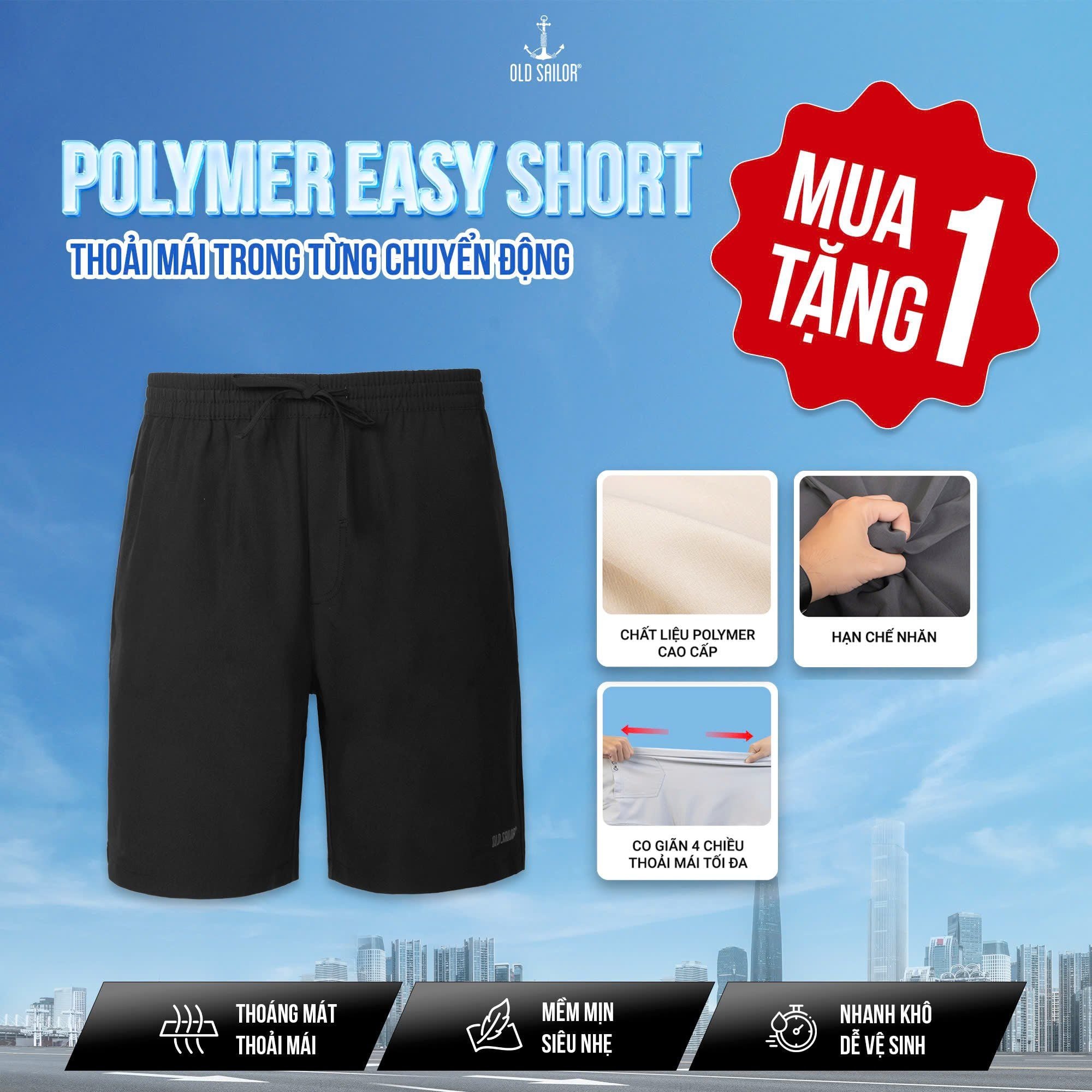  Quần Polymer Easy Short Old Sailor - SHBL 46005 - Big Size Upto 5XL - 46005 