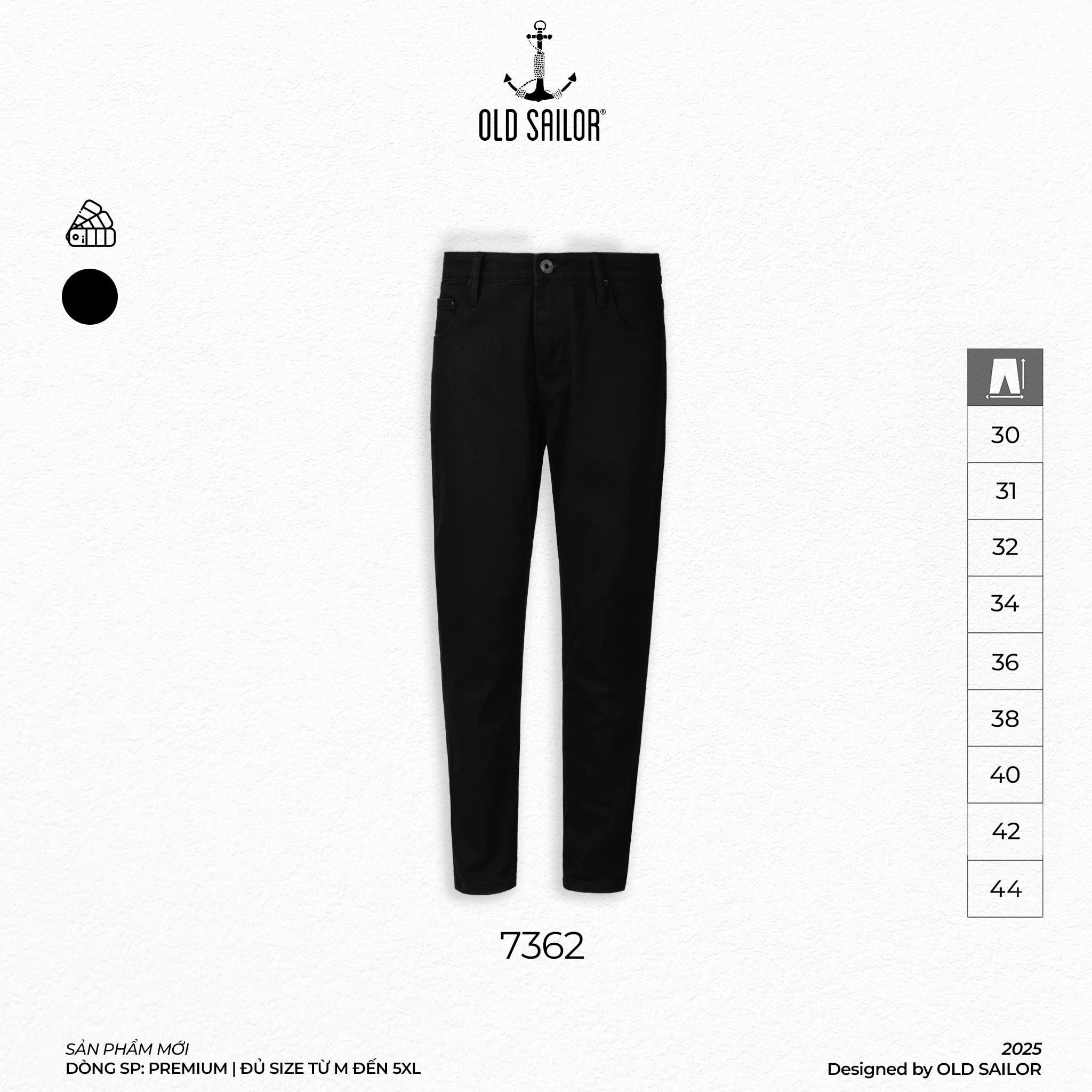  Quần Jeans Osl Aeroflex Deep-Black Slim Jeans - 7362 - Bigsize Upto 140KG 
