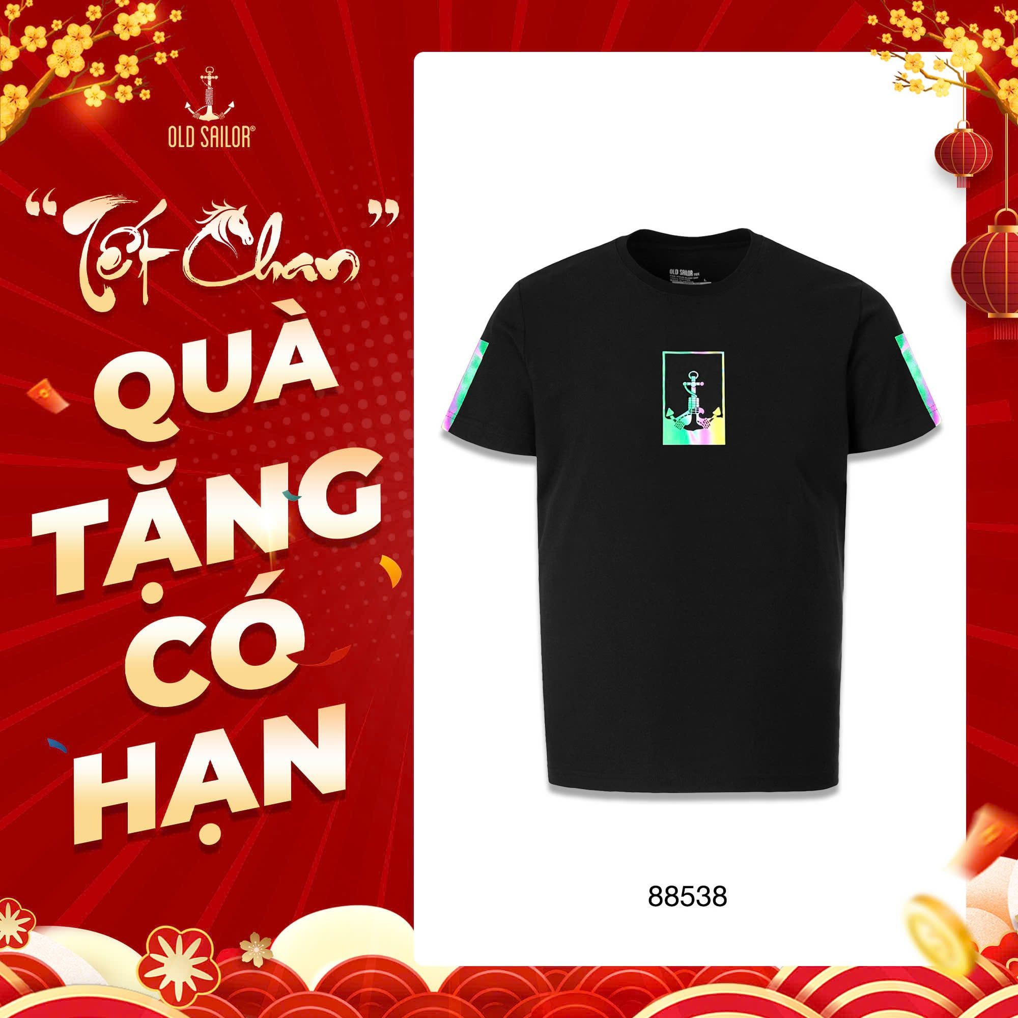  Áo Thun Nam Thể Thao Phản Quang Old Sailor - O.S.L ACTIVE TEE - BLACK - ATDE 88538 - Big Size Upto 5XL 