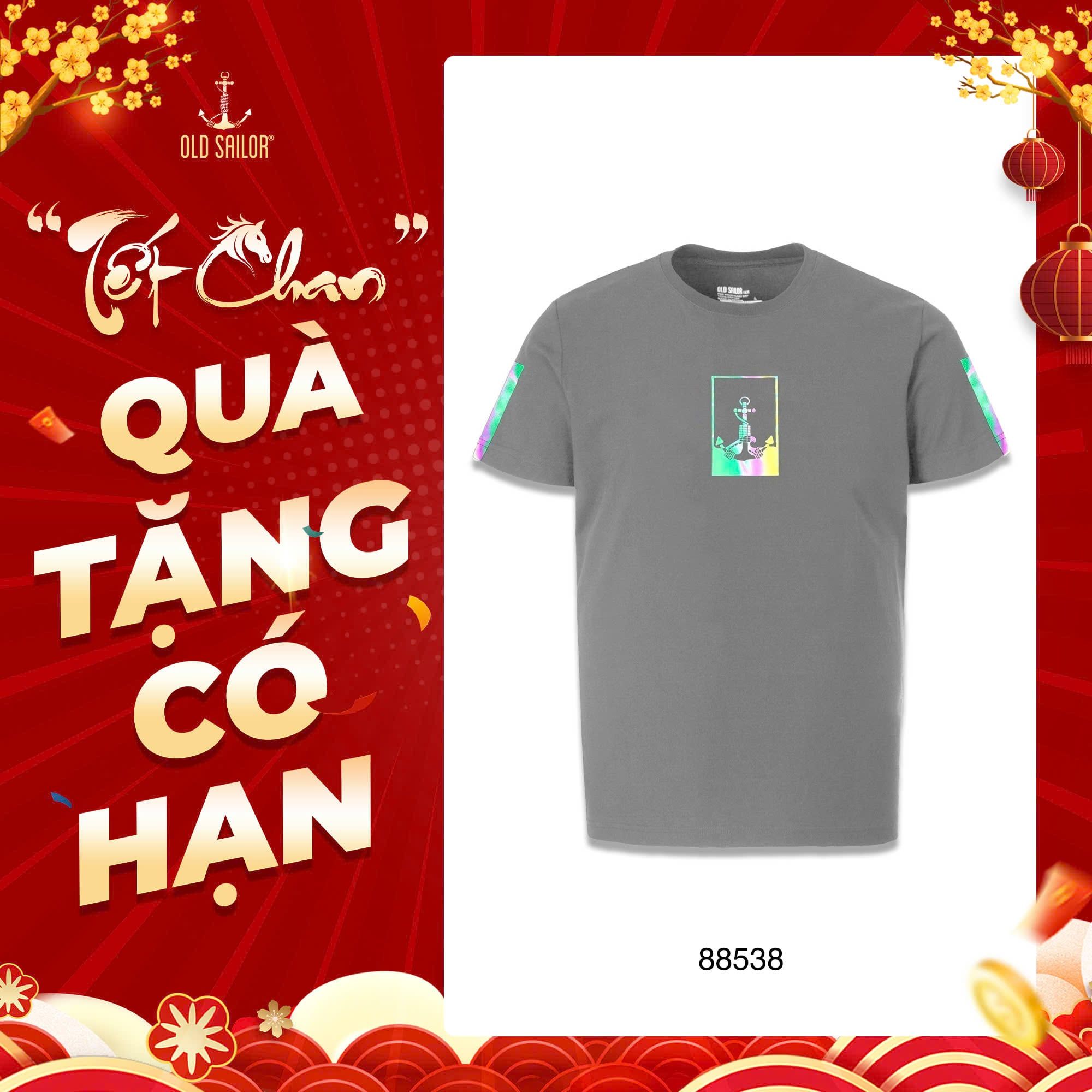  Áo Thun Nam Thể Thao Phản Quang Old Sailor - O.S.L ACTIVE TEE - GREY - ATXA88538 - Big Size Upto 5XL 