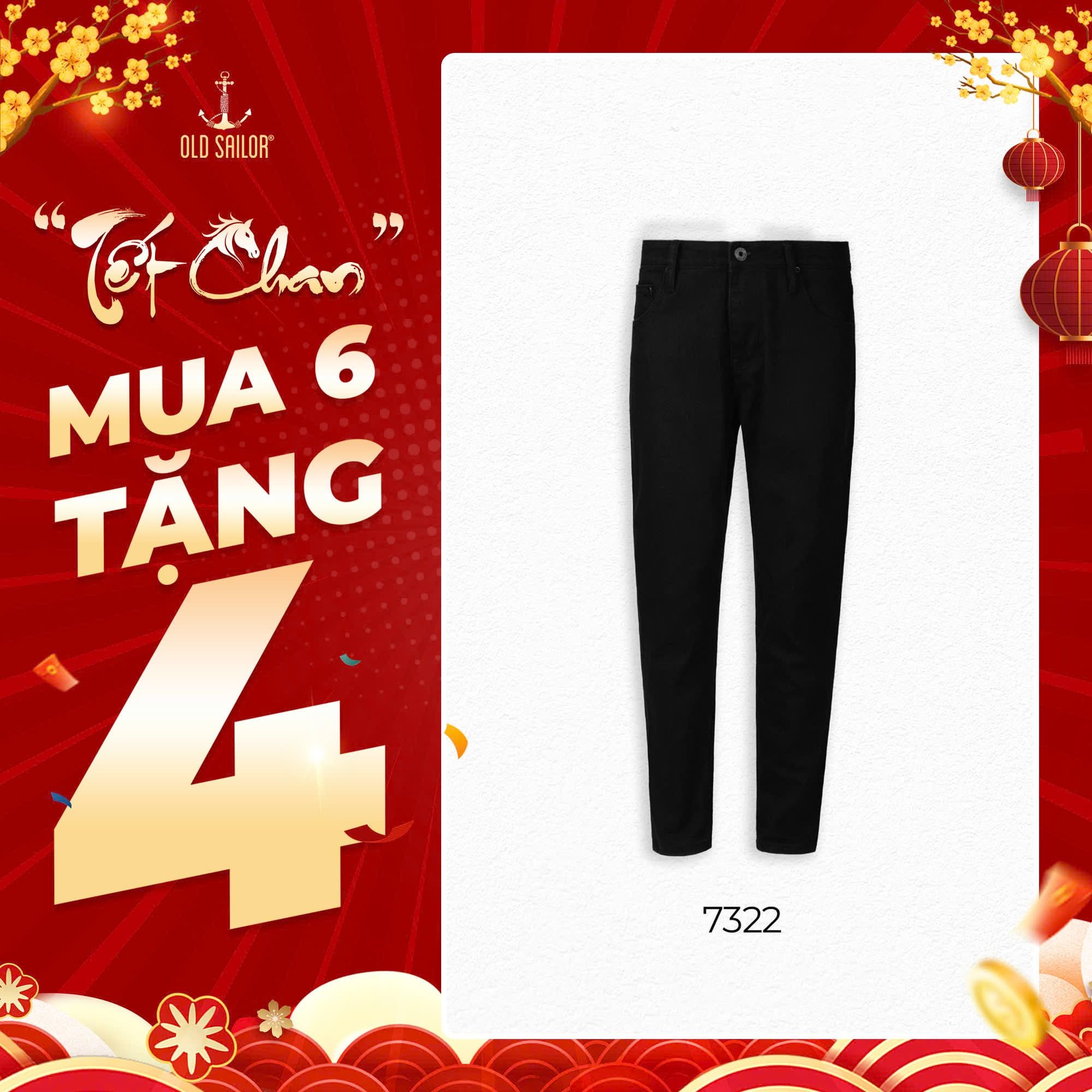  Quần Iron Deep Black Premium Jeans - Form Carrot - 7322 