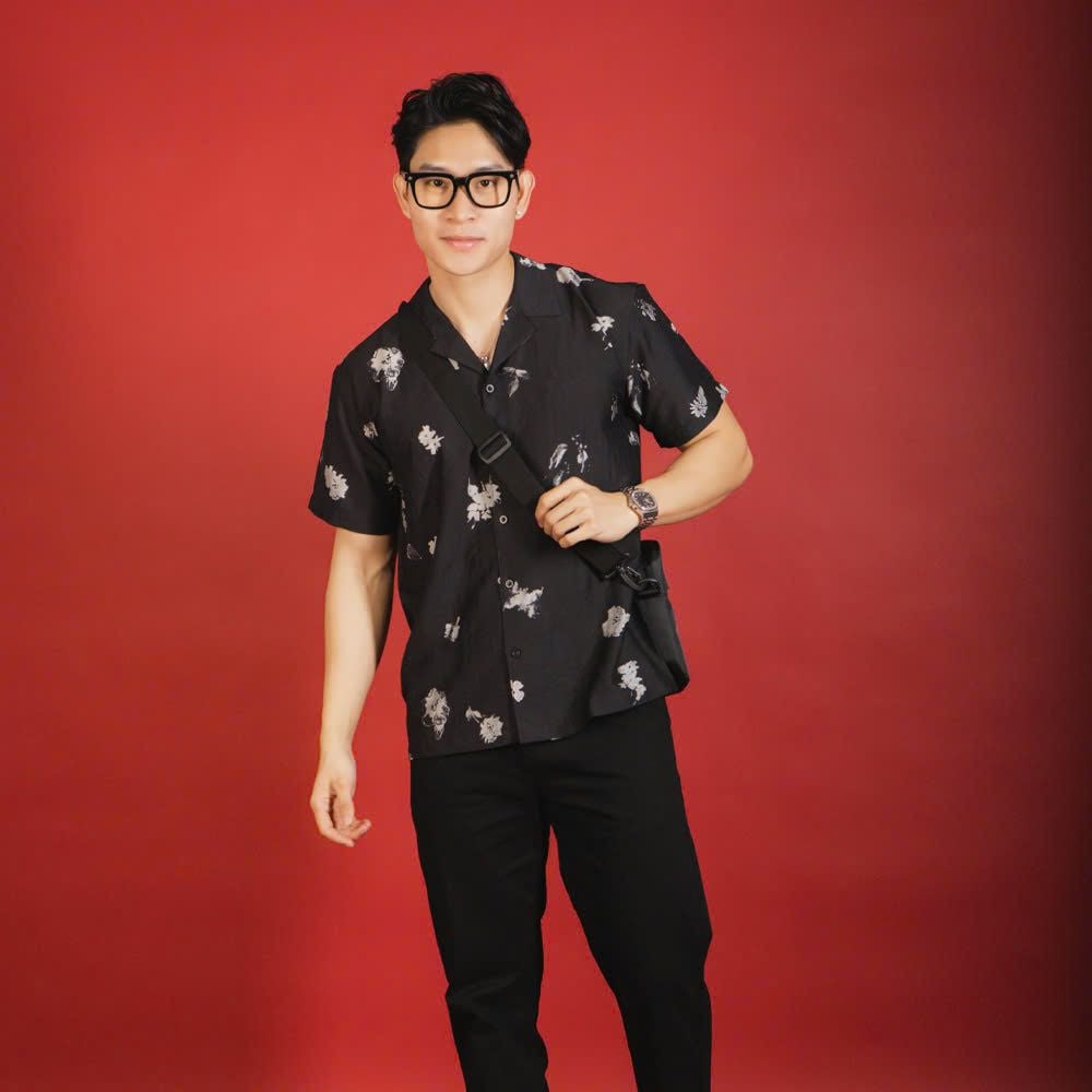  Áo Sơ Mi Premium Flower Seersucker Shirt - 88695 - BigSize upto 140kg 