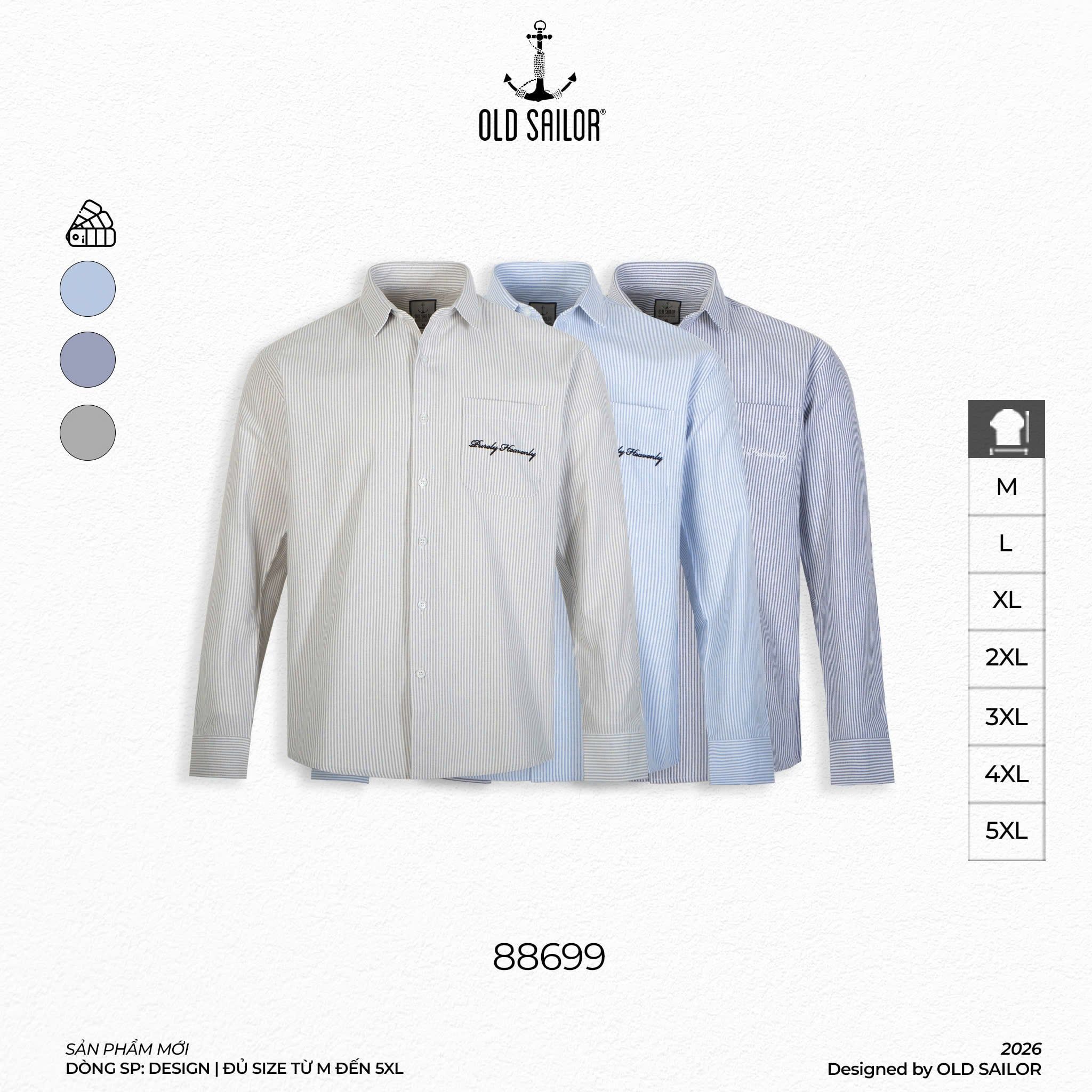 Áo Sơ Mi Purely Heavenly Old Sailor 88699 – Form Relax Trẻ Trung, Mềm Mịn, Thoáng Mát 
