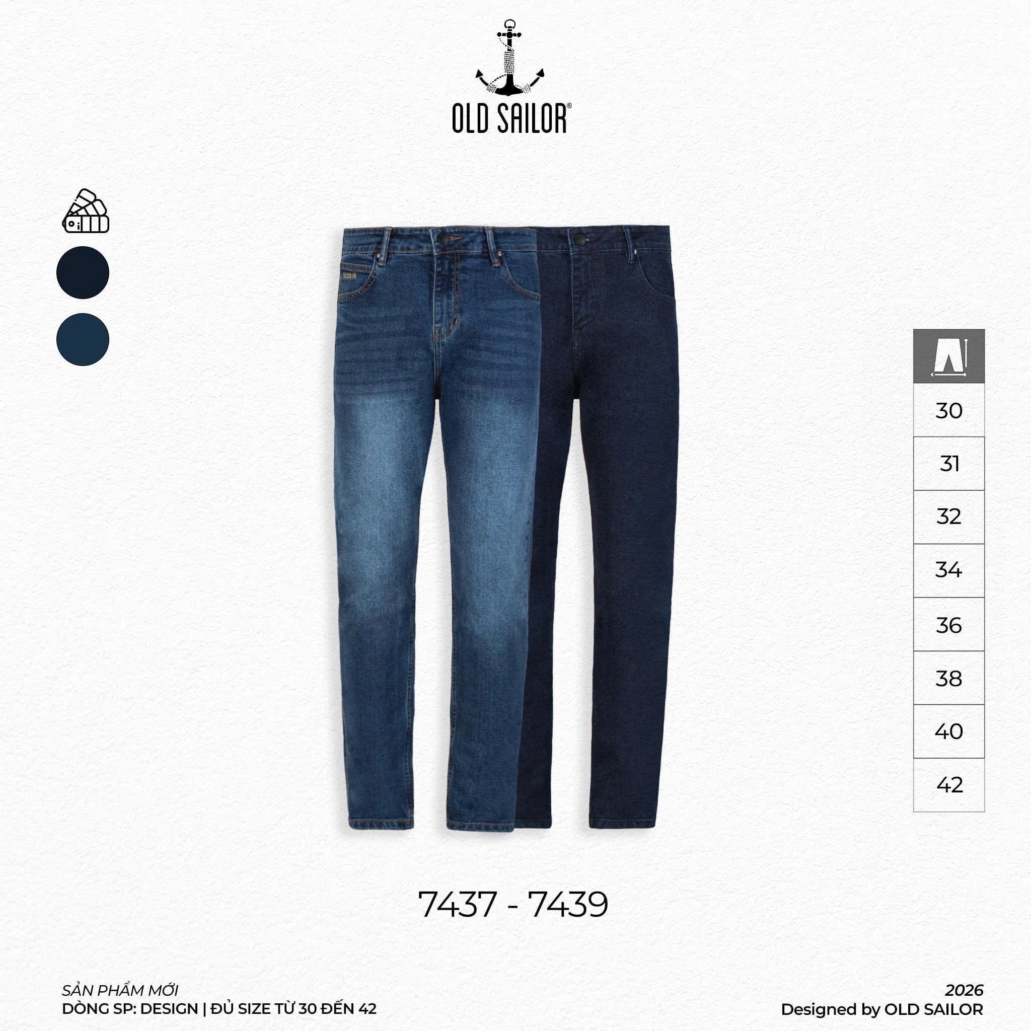  Quần Jean Drill 7439 – Denim Cao Cấp, Straight Fit 