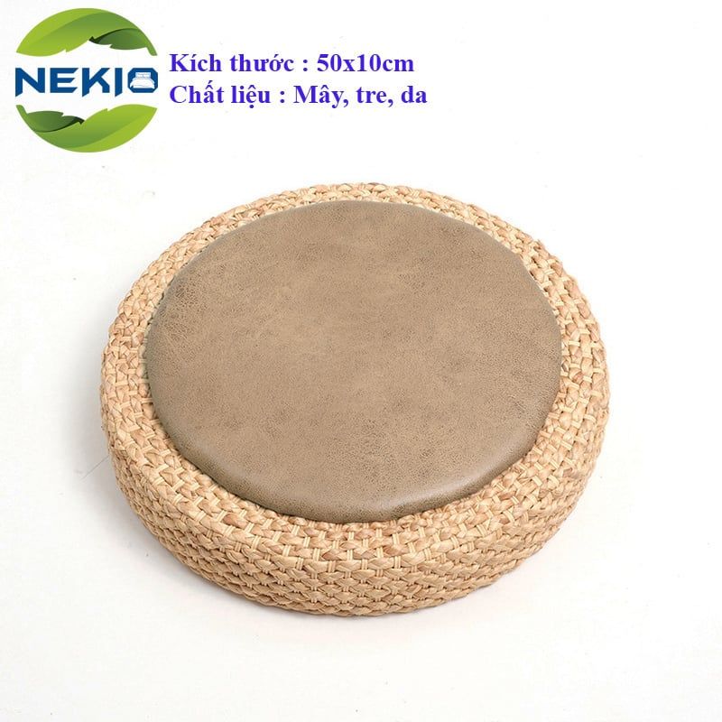  Đôn bệt tròn Nekio phong cách Tatami Nhật Bản 50x10cm( mặt da) 