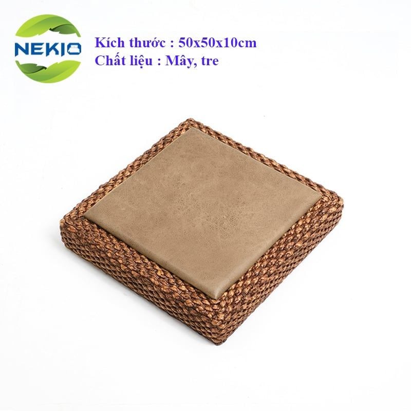  Đôn bệt vuông Nekio phong cách Tatami Nhật Bản 50x50x10cm mặt da 