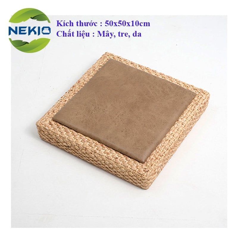  Đôn bệt vuông Nekio phong cách Tatami Nhật Bản 50x50x10cm mặt da 