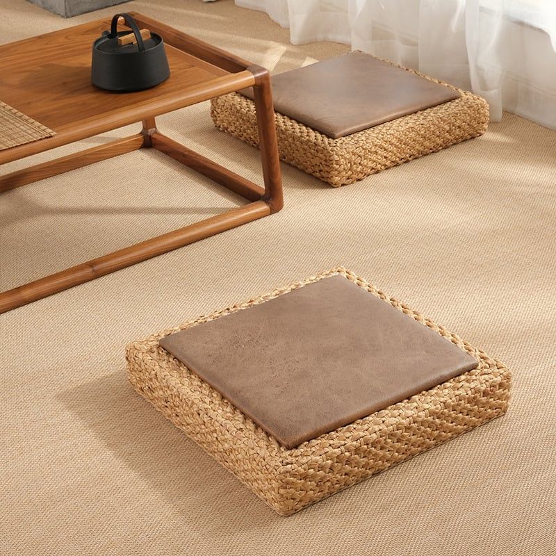  Đôn bệt vuông Nekio phong cách Tatami Nhật Bản 50x50x10cm mặt da 