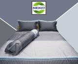  Bộ Chăn Ga Lụa ProTencel Kẻ Xám 