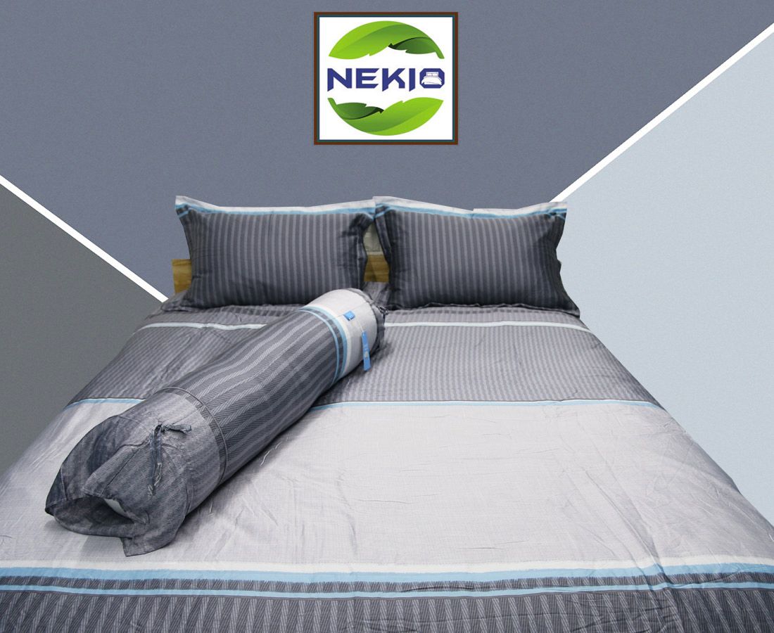  Bộ Chăn Ga Lụa ProTencel Kẻ Xám 